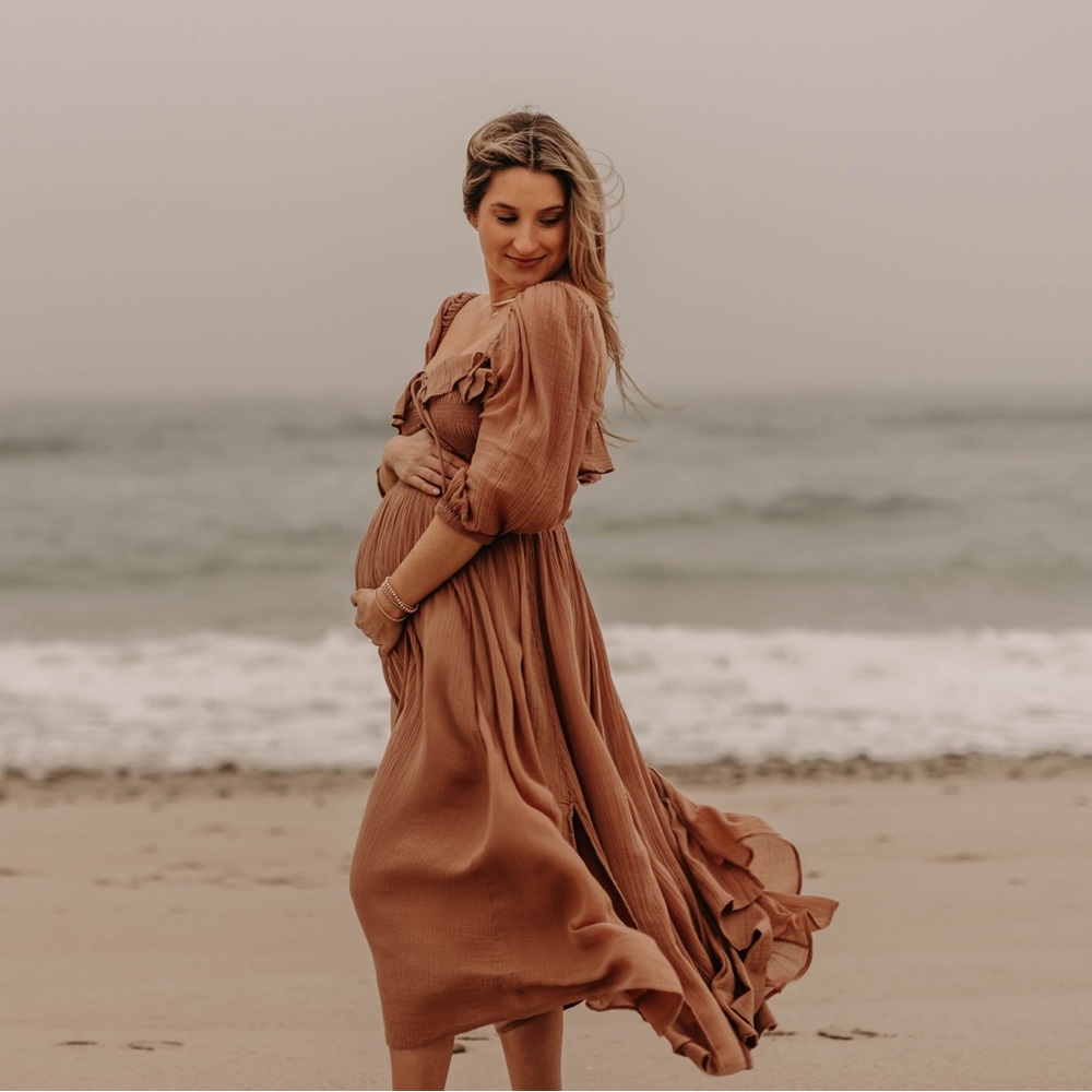 Free People Flowing Tan Midi Dress